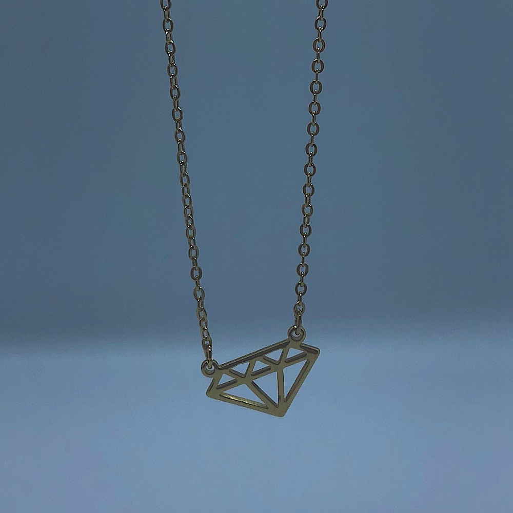 Diamond Shaped Cut Out Necklace-Gold Tone